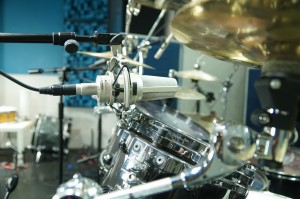 Audio-Technica AT4047 on Jeff Bowders Tama drum kit at Ultiamte Studios, Inc.