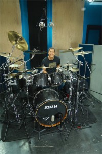 Jeff Bowder's and his Tama drum set at Ultimate Studios, Inc filiming FullOnDrums.com Session Report